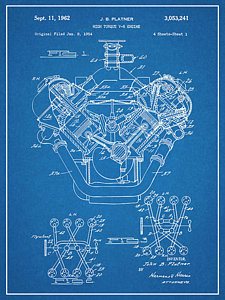 225x300 Drawings Fine Art America - V8 Engine Drawing