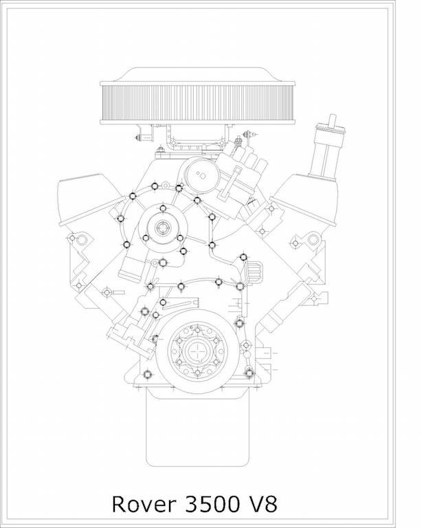 614x768 Engine Technical Drawing Prints Whengparts - V8 Engine Drawing