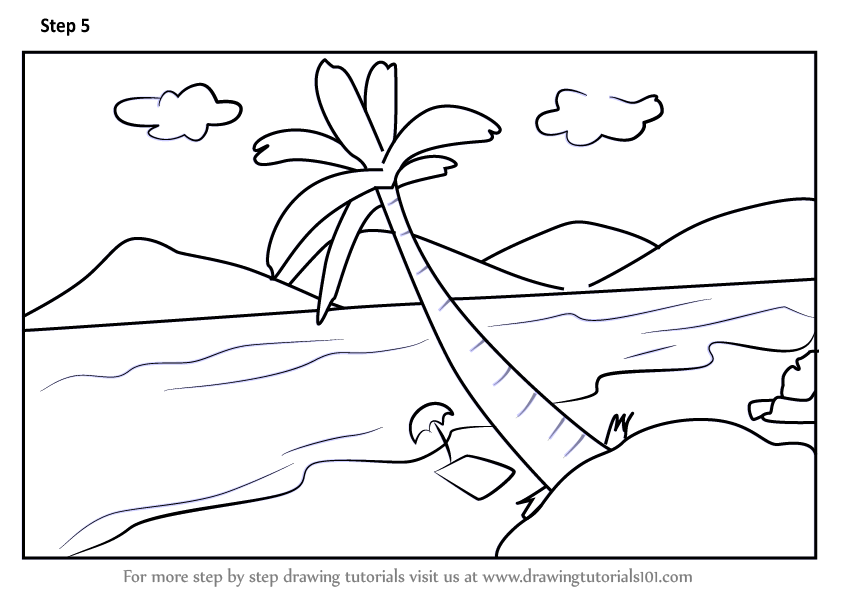844x598 Learn How To Draw Summer Vacation Scenery - Vacation Drawing