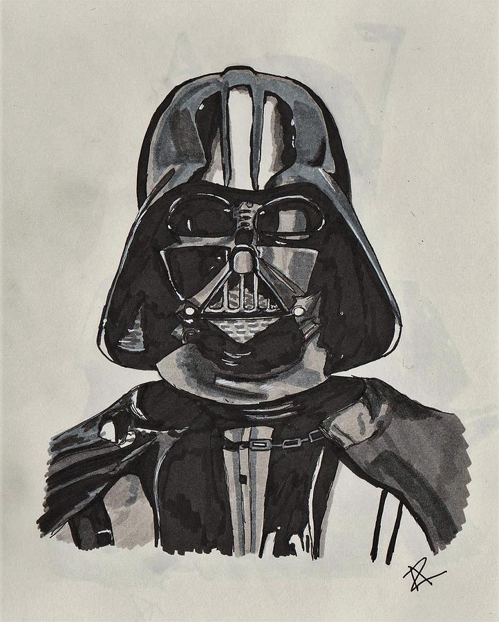 722x900 darth vader inktober print drawing - Vader Drawing