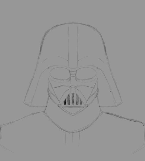 567x630 how to draw darth vader from star wars - Vader Drawing