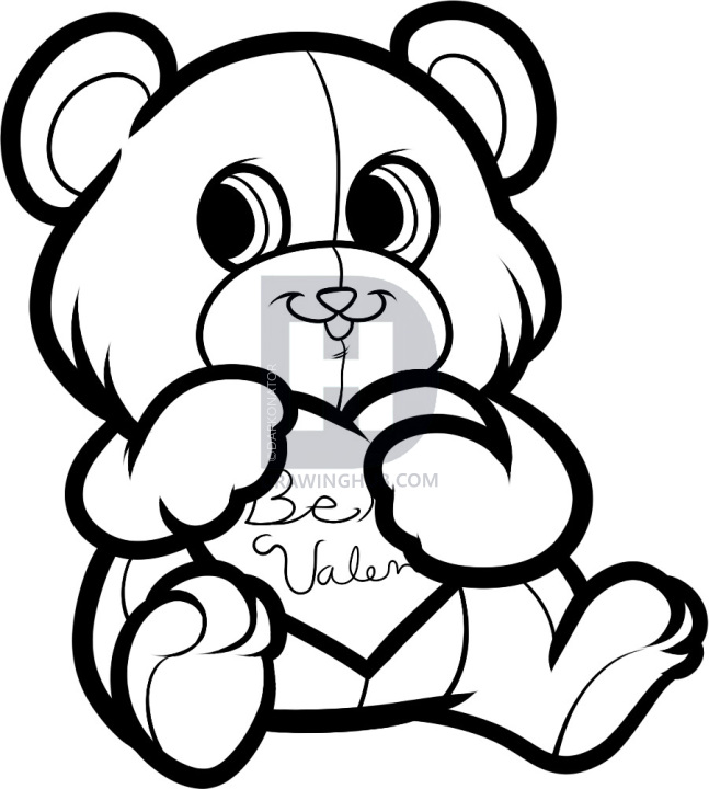 647x720 how to draw be my valentine, be my valentine bear, step - Valentine Bear Drawing