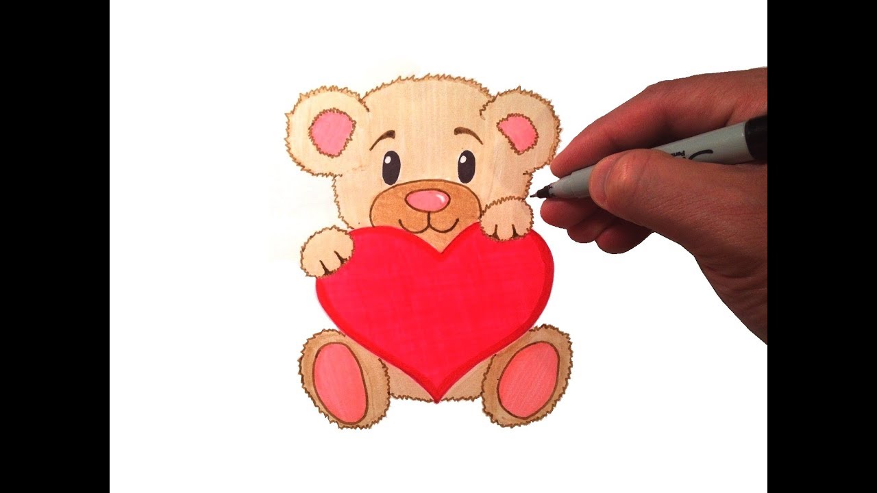 1280x720 How To Draw A Cute Teddy Bear With A Heart - Valentine Bear Drawing