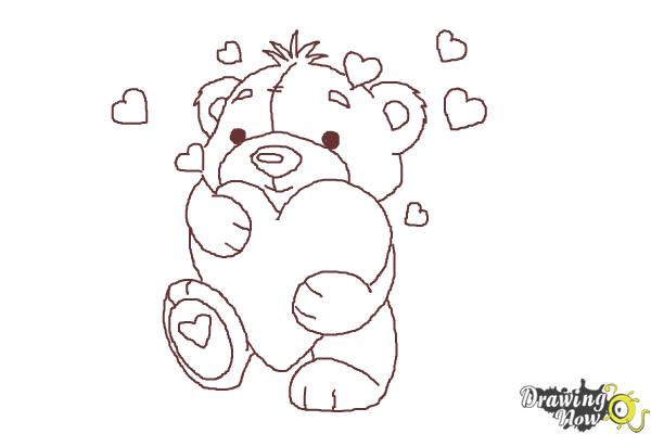 600x400 how to draw a valentine bear - Valentine Bear Drawing