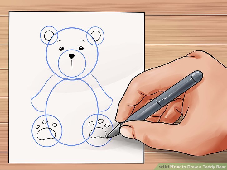 728x546 Easy Ways To Draw A Teddy Bear - Valentine Bear Drawing