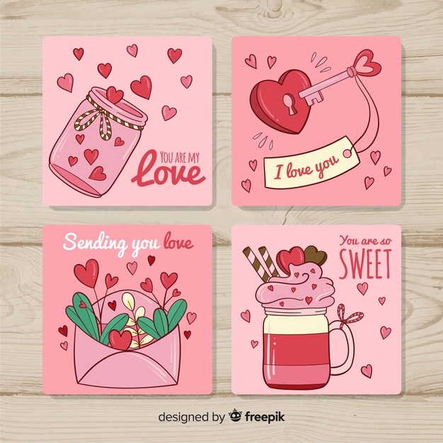 626x626 hand drawn valentine card collection vector free download - Valentine Card Drawing