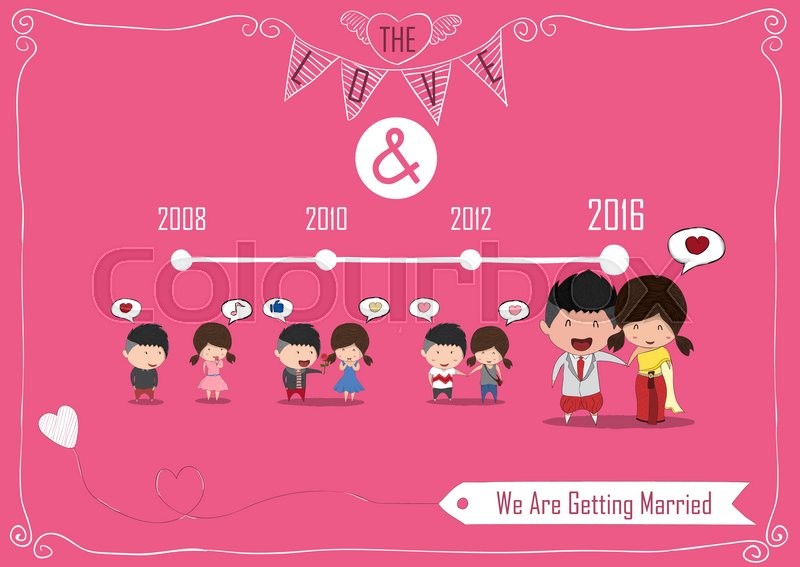 800x567 Duration Cute Cartoon Wedding Couple Stock Vector Colourbox - Valentine Card Drawing