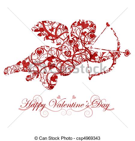 450x470 valentine's day cupid with bow and heart arrow red - Valentine Cupid Drawing