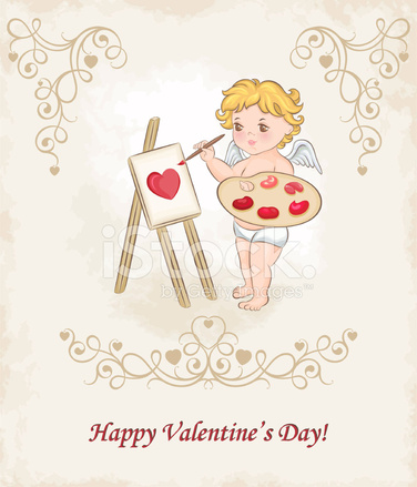 376x439 cupid drawing heart stock vector - Valentine Cupid Drawing