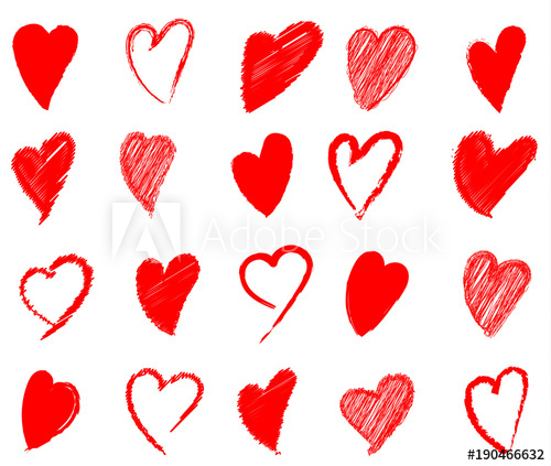 500x423 set of valentine heart isolated hand drawn vector icon sketch - Valentine Heart Drawings