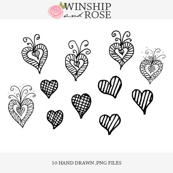 570x570 doodle hearts clip art hand drawn doodle valentine hearts etsy - Valentine Heart Drawings