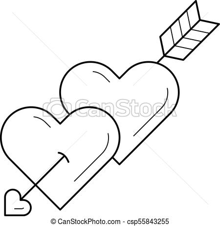 450x461 hearts with cupid arrow vector line icon hearts with cupid arrow - Valentine Heart Drawings
