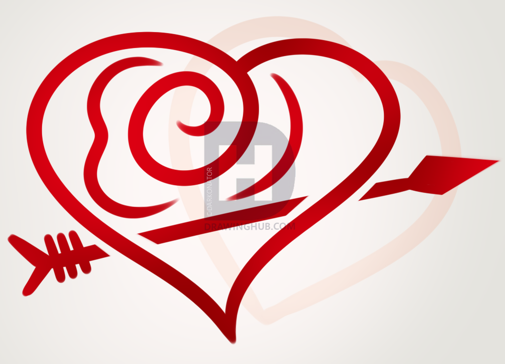 1008x727 how to draw a tribal valentine heart, step - Valentine Heart Drawings