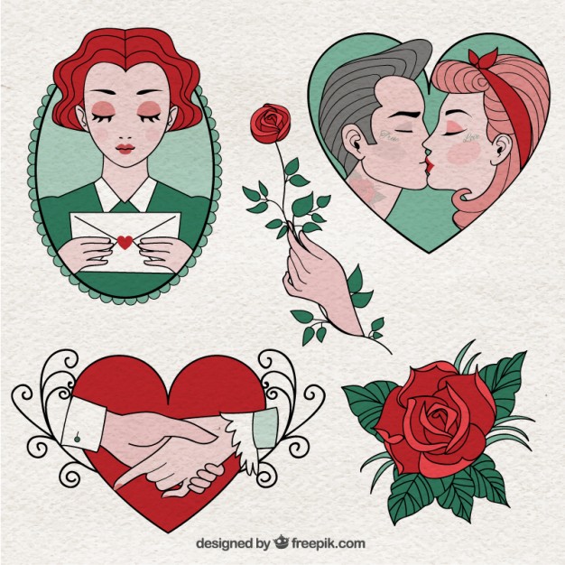 626x626 Hand Drawn And Beautiful Valentine Day Drawings Vector Free Download - Valentines Day Drawings