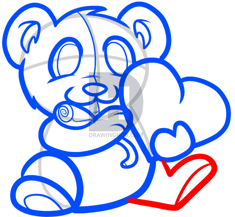 779x720 how to draw a valentines bear, valentine bear, step - Valentines Drawings