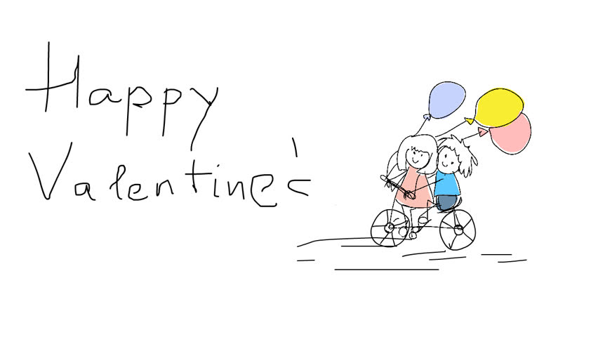852x480 valentine childish drawing greeting card stock footage video - Valentines Drawings For Kids