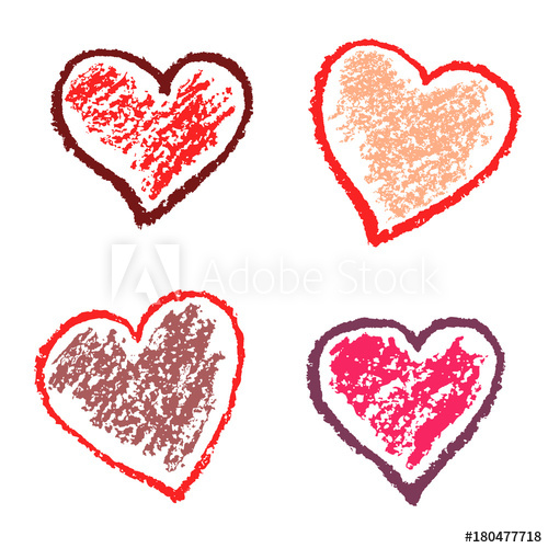 500x500 Crayon Valentine Hearts Love Funny Red Like Kids Hand Drawing - Valentines Drawings For Kids