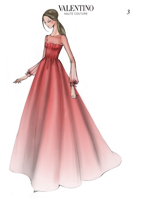 500x707 valentino fashion fashion illustration dresses, fashion - Valentino Drawings