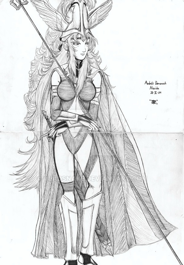 600x862 Old Drawing Of A Valkyrie - Valkyrie Drawing