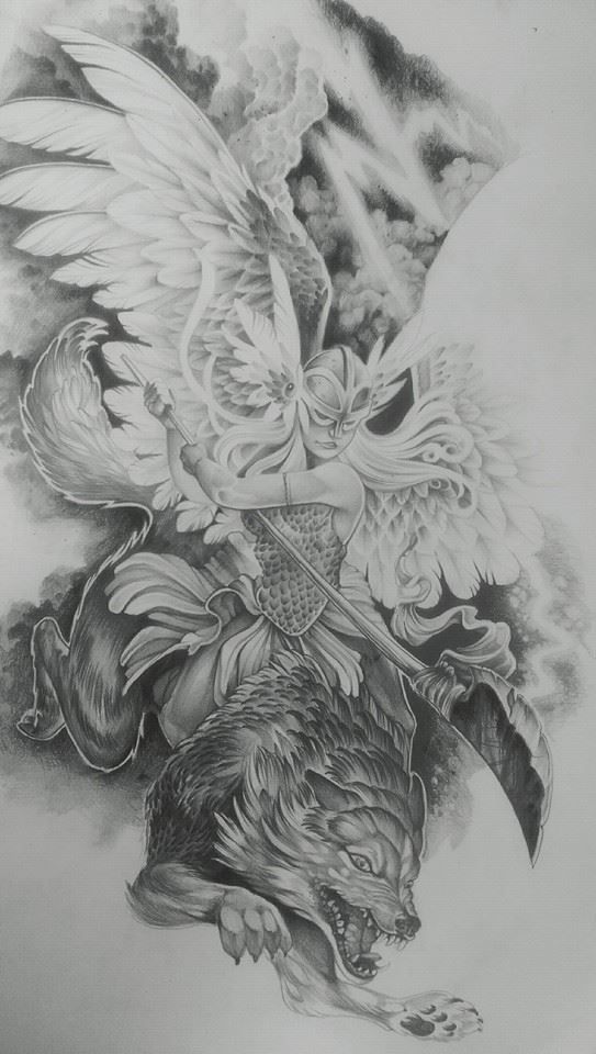 543x960 Valkyrie Drawing For An Upcoming Sleeve - Valkyrie Drawing