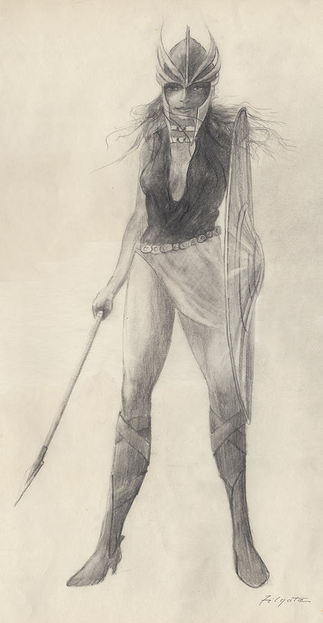 467x900 A Valkyrie Warrior Drawing - Valkyrie Drawing