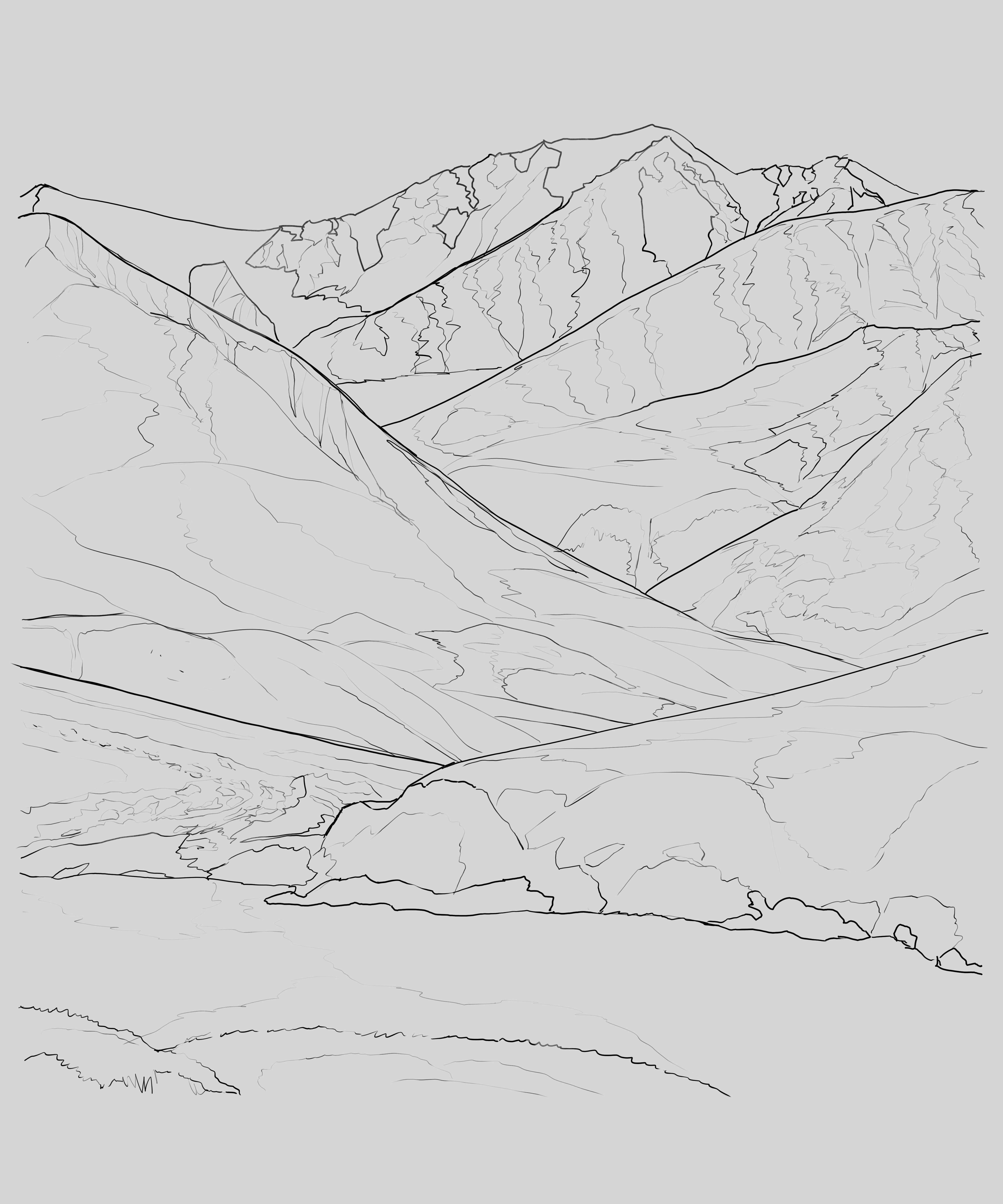 4500x5400 mountain valley - Valley Drawing