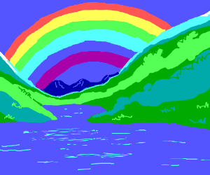 300x250 beautiful rainbow in a mountain valley drawing - Valley Drawing