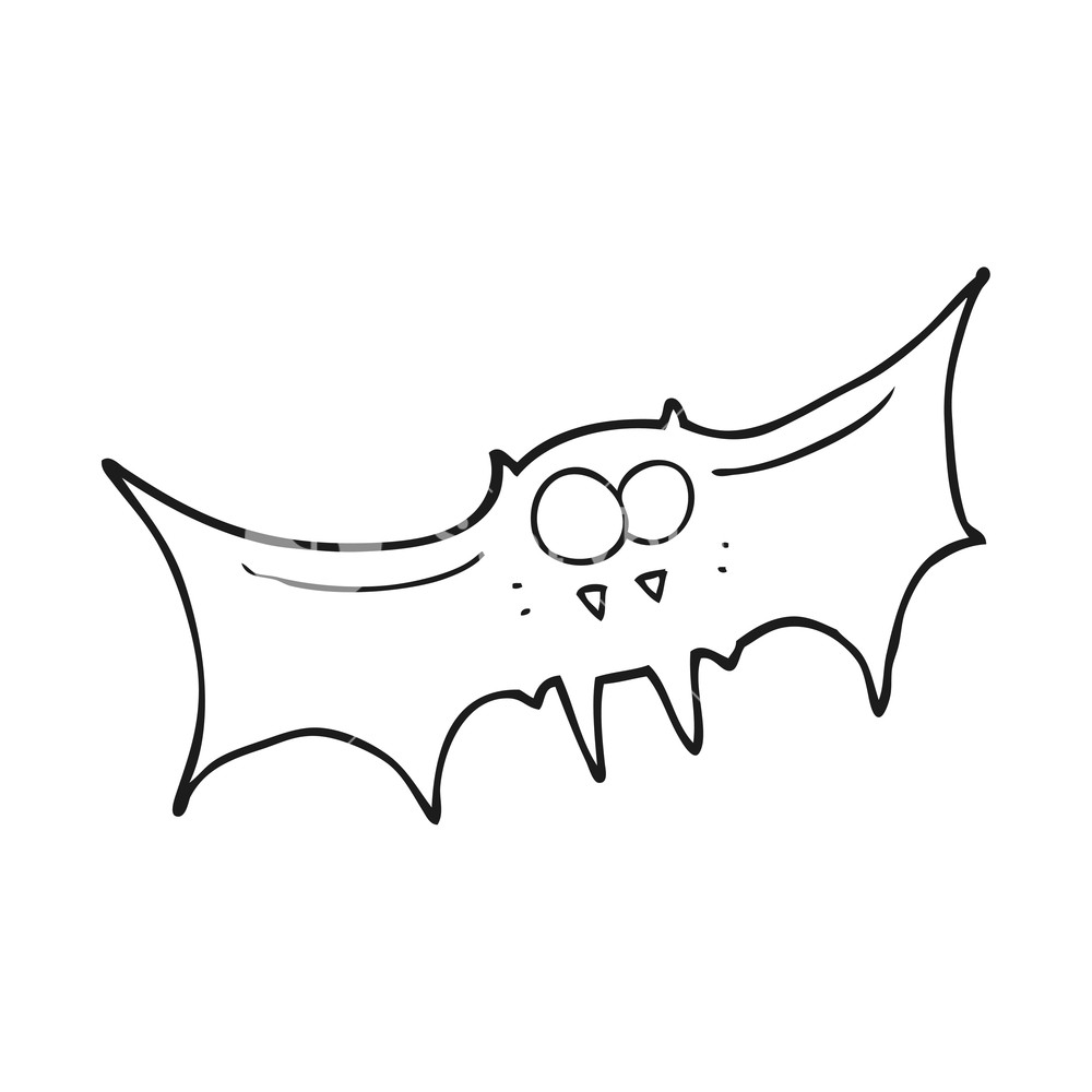 1000x1000 freehand drawn black and white cartoon vampire bat royalty free - Vampire Bat Drawing