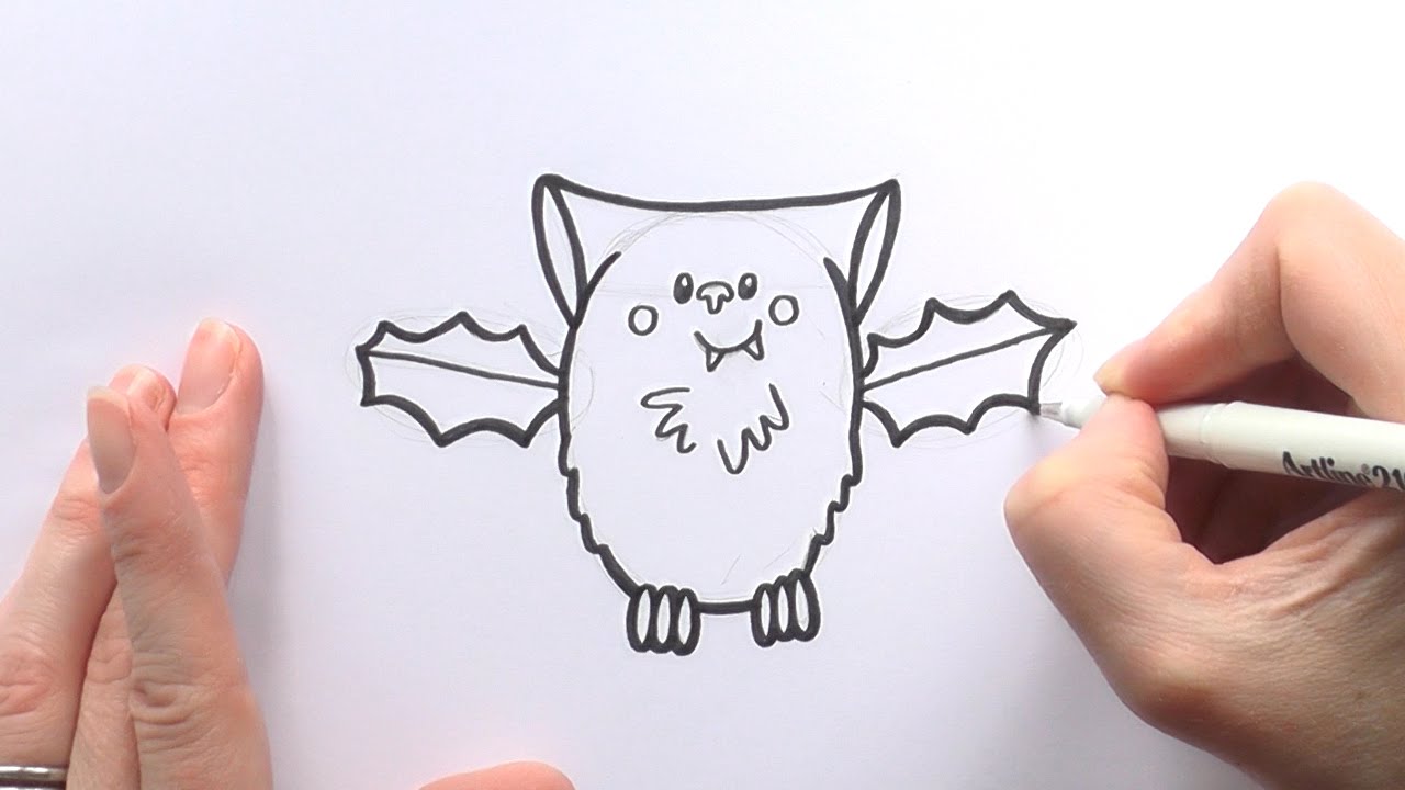 1280x720 How To Draw A Cartoon Vampire Bat For Halloween - Vampire Cartoon Drawing