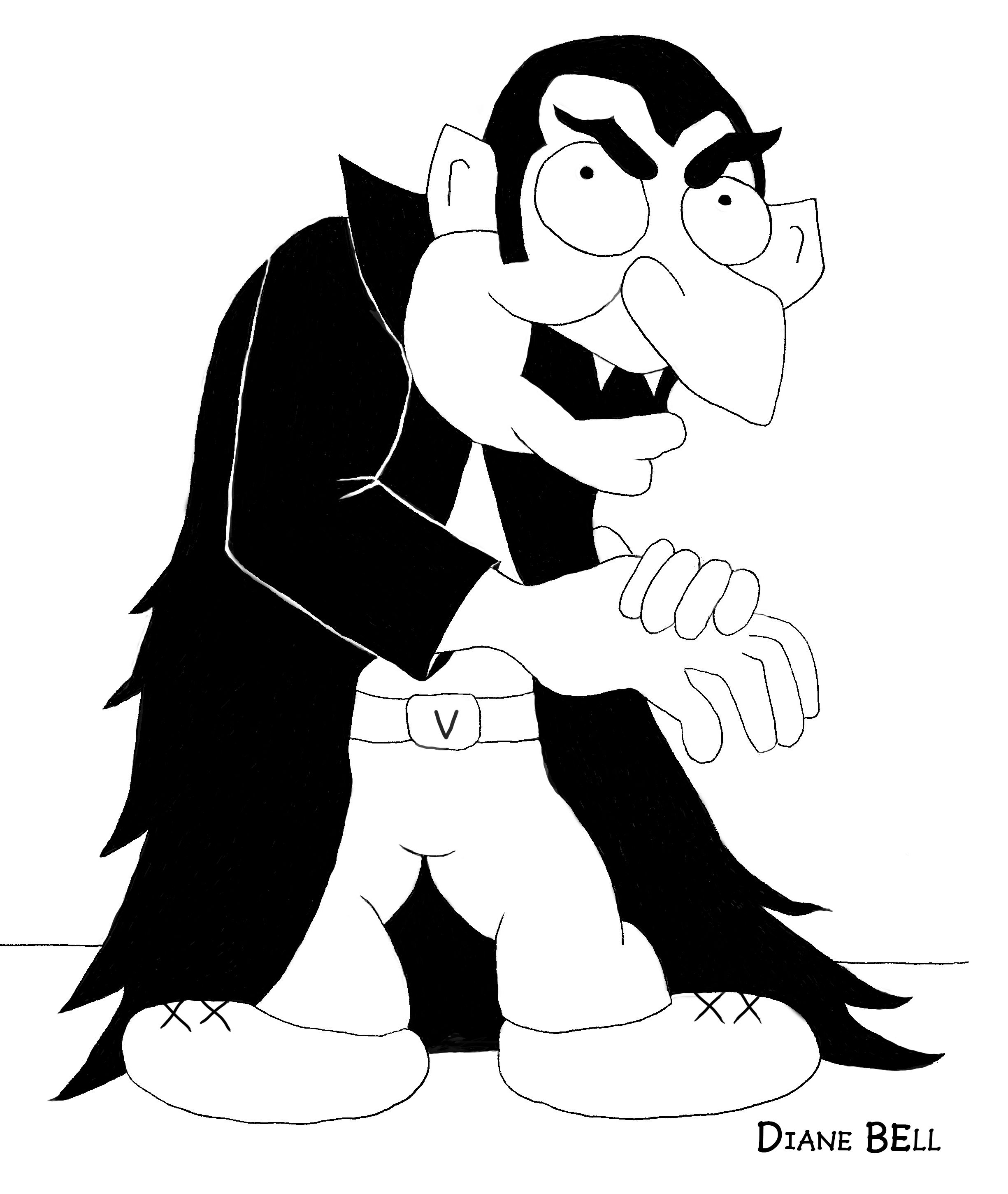 2450x2902 Meet Vinny, A Black And White Cartoon Drawing Of A Vampire - Vampire Cartoon Drawing