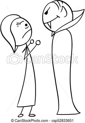 328x470 Vector Cartoon Of Woman Frightened Scared - Vampire Cartoon Drawing