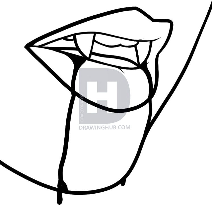 745x720 how to draw a vampire mouth, vampire mouth, step - Vampire Drawing