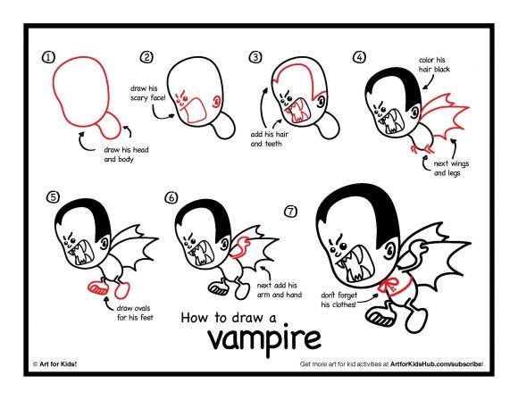 580x448 How To Draw A Vampire - Vampire Drawing For Kids