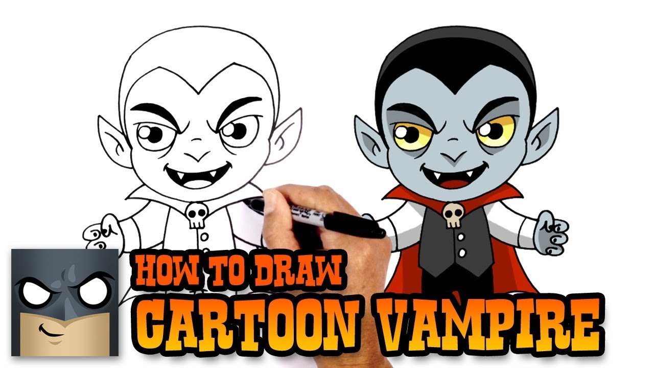 1280x720 How To Draw A Cartoon Vampire Halloween - Vampire Drawing For Kids
