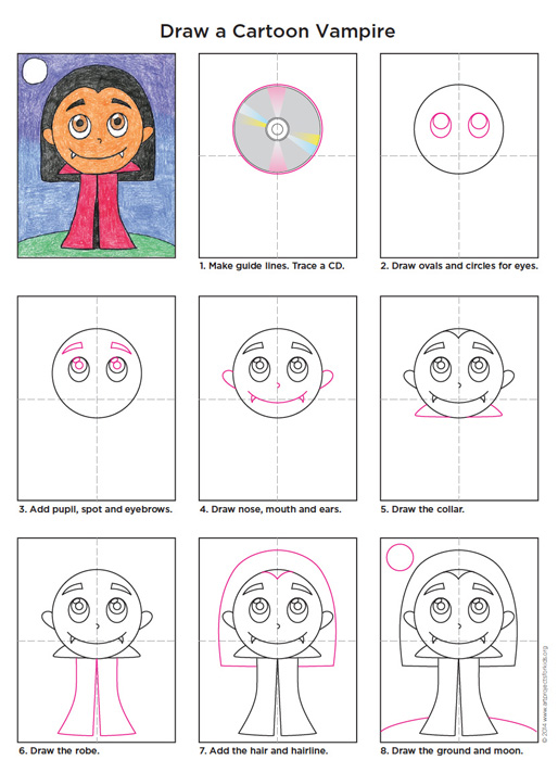 514x700 Draw A Cartoon Vampire Art Projects For Kids - Vampire Drawing For Kids