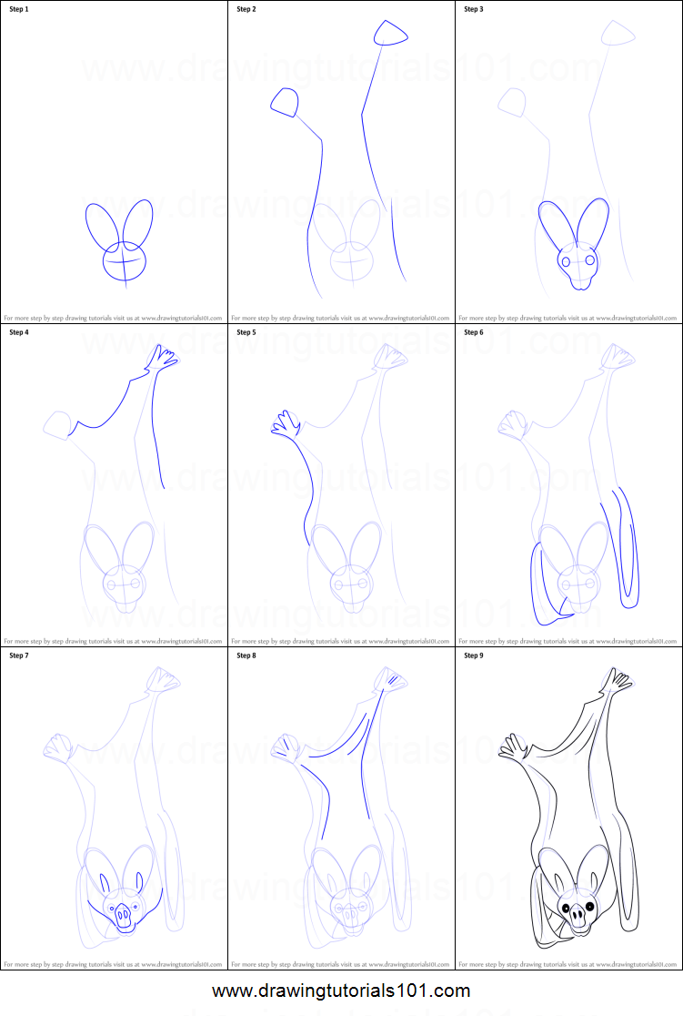 751x1116 how to draw a greater false vampire bat printable step - Vampire Drawing Step By Step