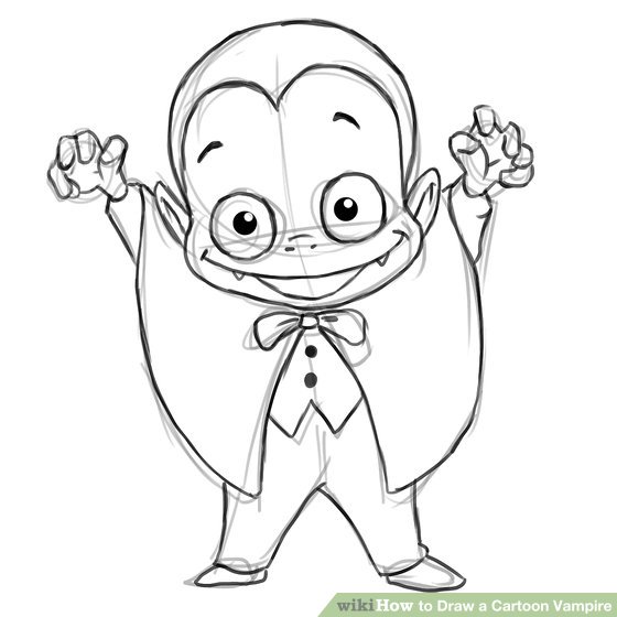 560x560 How To Draw A Cartoon Vampire Steps - Vampire Face Drawing