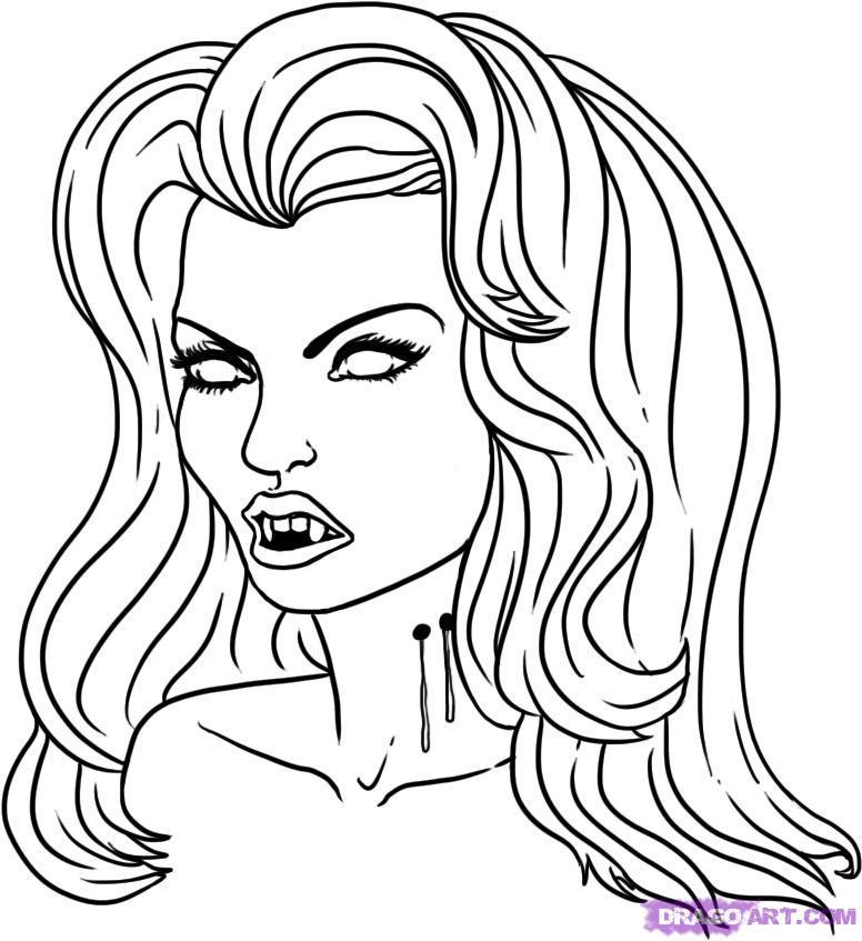 776x847 How To Draw A Vampire Girl, Step - Vampire Face Drawing