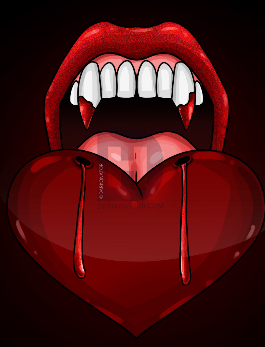 900x1177 How To Draw Vampire Teeth, Step - Vampire Fangs Drawing