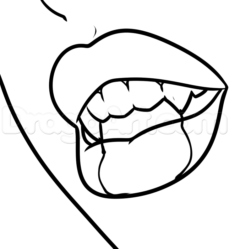 729x795 How To Draw A Vampire Mouth, Step - Vampire Lips Drawing