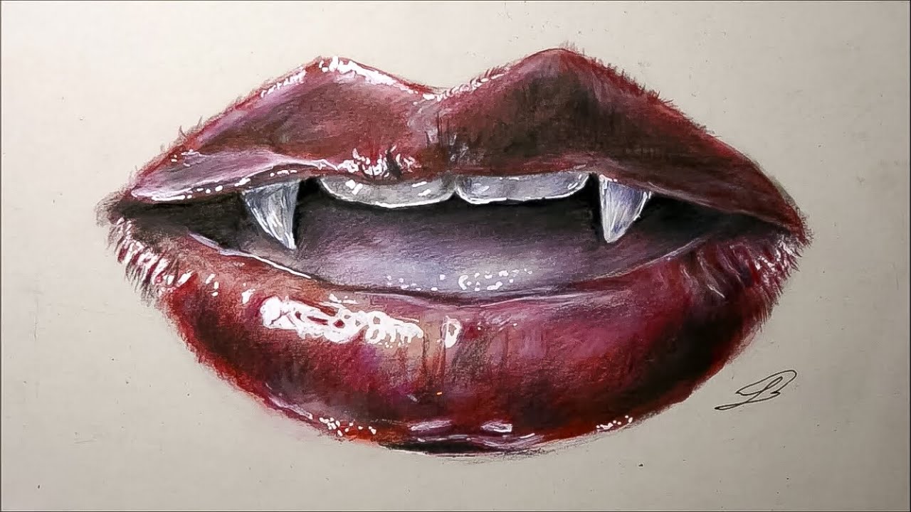 1280x720 Vampire Lips Drawing Time Lapse - Vampire Lips Drawing