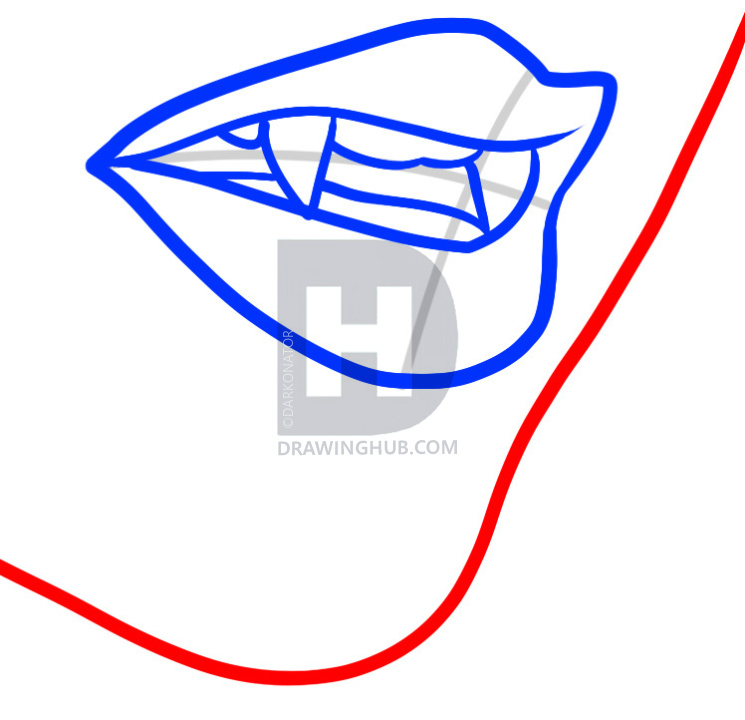 745x720 how to draw a vampire mouth, vampire mouth, step - Vampire Mouth Drawing