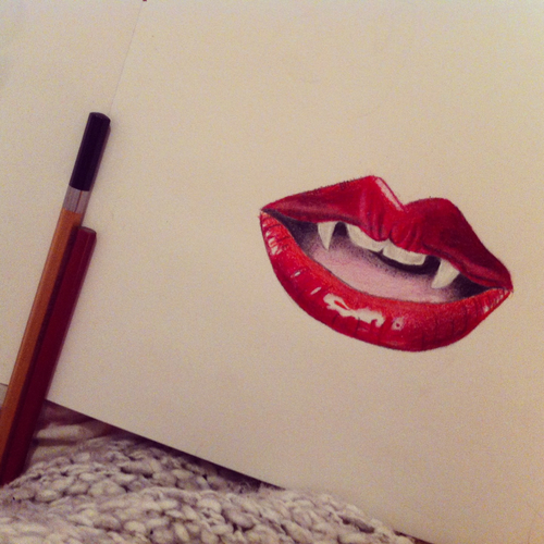 500x500 Vampire Lip Drawing, My Own! Copyright Teresaisabeella - Vampire Mouth Drawing