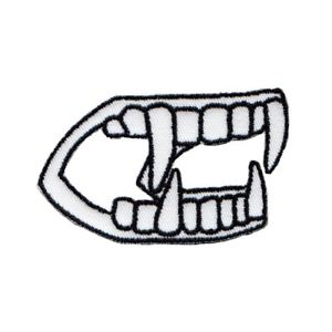 300x300 Vampire Teeth Patch Monster Halloween Horror Fan Embroidered Iron - Vampire Teeth Drawing