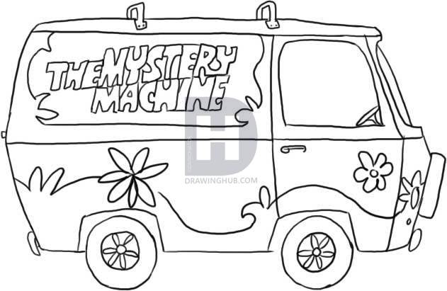 631x411 How To Draw The Mystery Machine, Step - Van Drawing