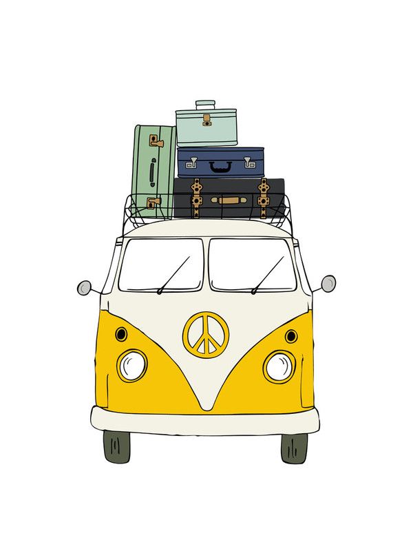 600x800 the peace van on the road stickers drawings, road drawing, art - Van Drawing