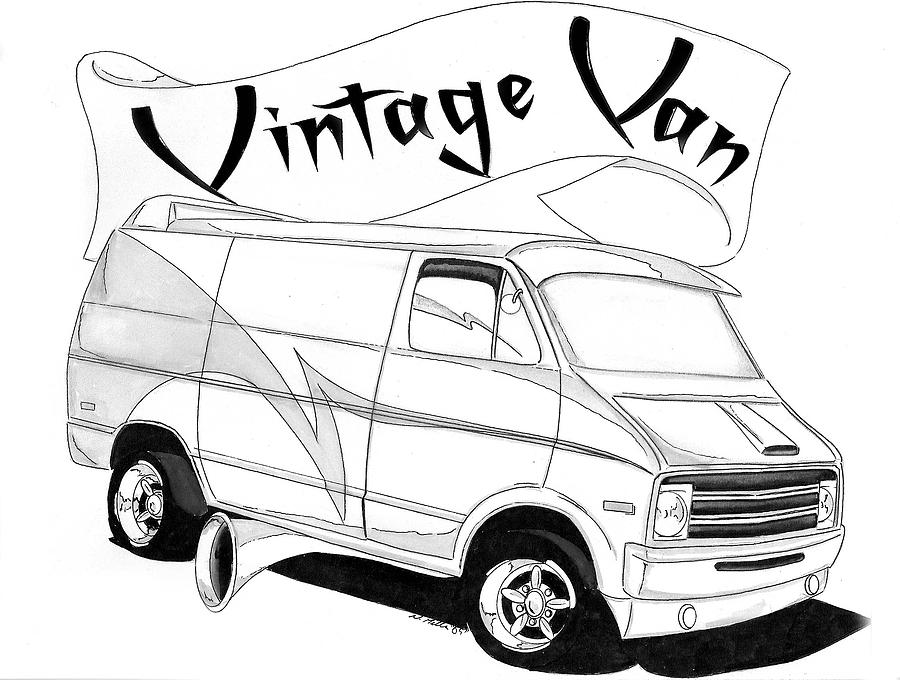 900x680 vintage van drawing - Van Drawing