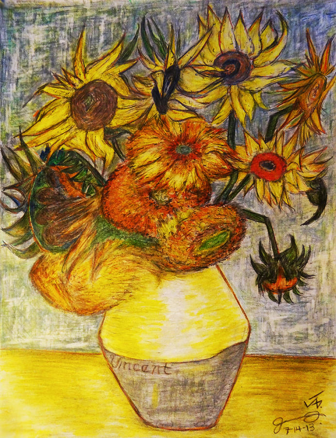 692x900 replica of vincent van gogh's still life - Van Gogh Sunflowers Drawing