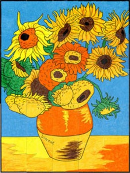 263x350 van gogh sunflower mural - Van Gogh Sunflowers Drawing