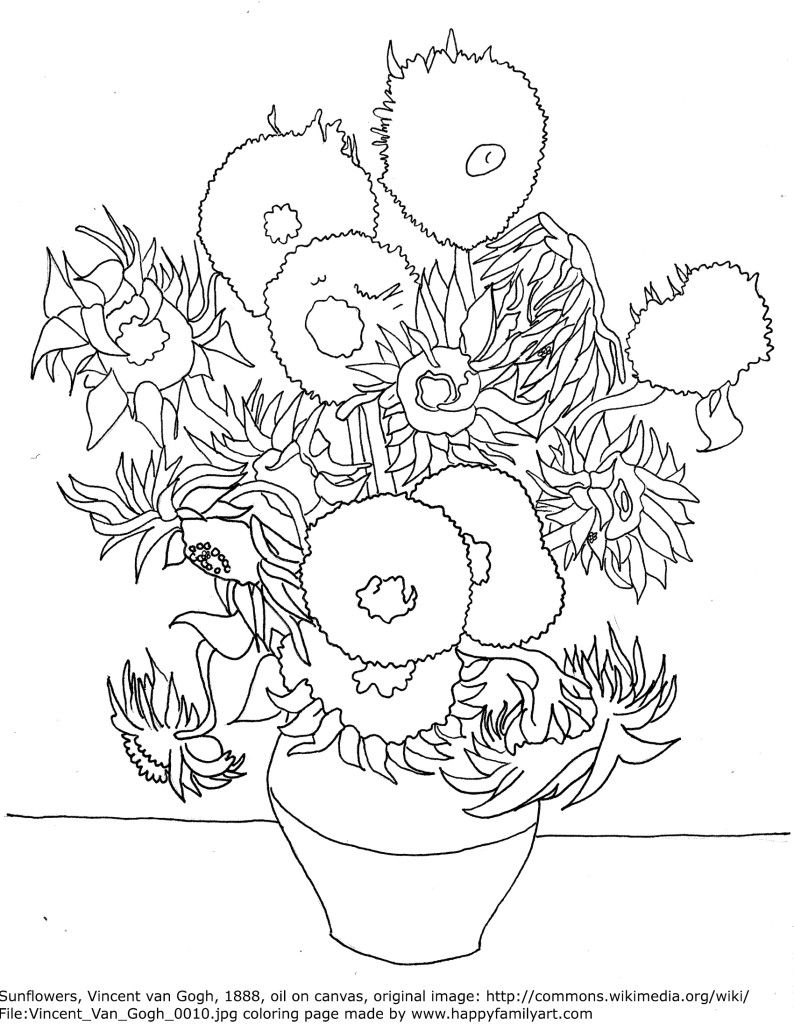 794x1024 Vangoghsunflowersmedium - Van Gogh Sunflowers Drawing